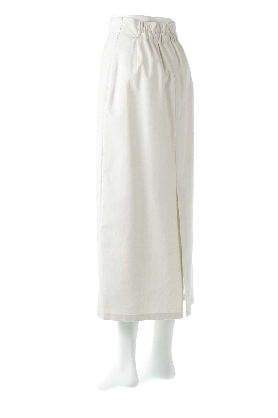 LinenMixedI-LineSkirtリネンライク・Ｉラインスカート大人カジュアルに最適な海外ファッションのothers（その他インポートアイテム）のボトムやスカート。夏に嬉しいリネン風素材のセミタイトなIラインスカート。夏にぴったりの快適な素材で、程よい抜け感が魅力。/thumb-3
