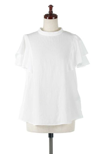 Stand Collar Frill Sleeve Blouse スタンドカラー・フリル袖ブラウス / 大人カジュアルに最適な海外ファッションが得意な福島市のセレクトショップbloom