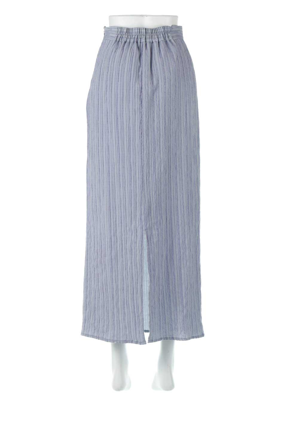 StripedCrepeTightSkirt楊柳ストライプ・タイトスカート大人カジュアルに最適な海外ファッションのothers（その他インポートアイテム）のボトムやスカート。Ｉラインシルエットが体をスッキリと美しく見せてくれるスカート。ストライプ風のデザインが女性らしい印象を演出しています。/main-4