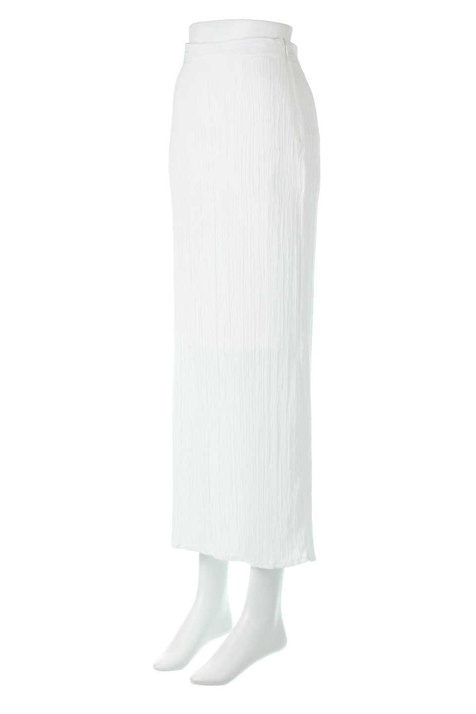 StripedCrepeTightSkirt楊柳ストライプ・タイトスカート大人カジュアルに最適な海外ファッションのothers（その他インポートアイテム）のボトムやスカート。Ｉラインシルエットが体をスッキリと美しく見せてくれるスカート。ストライプ風のデザインが女性らしい印象を演出しています。/main-6