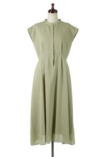 海外ファッションや大人カジュアルに最適なインポートセレクトアイテムのLinen-Blend Flare Dress リネンライク・フレアーワンピース