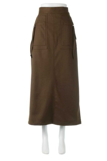 海外ファッションや大人カジュアルに最適なインポートセレクトアイテムのTwill Semi Tight Skirt 起毛ツイル・Ｉラインスカート