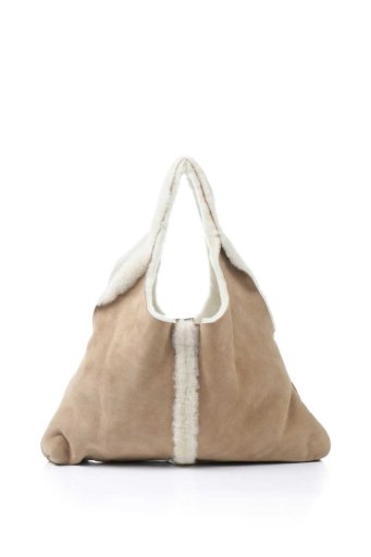 海外ファッションや大人カジュアルに最適なインポートセレクトアイテムのNatural Brown Mouton Handbag ナチュラルブラウン・ムートンハンドバッグ