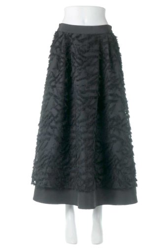 海外ファッションや大人カジュアルに最適なインポートセレクトアイテムのFringe Jacquard Flare Skirt フリンジジャカード・フレアスカート